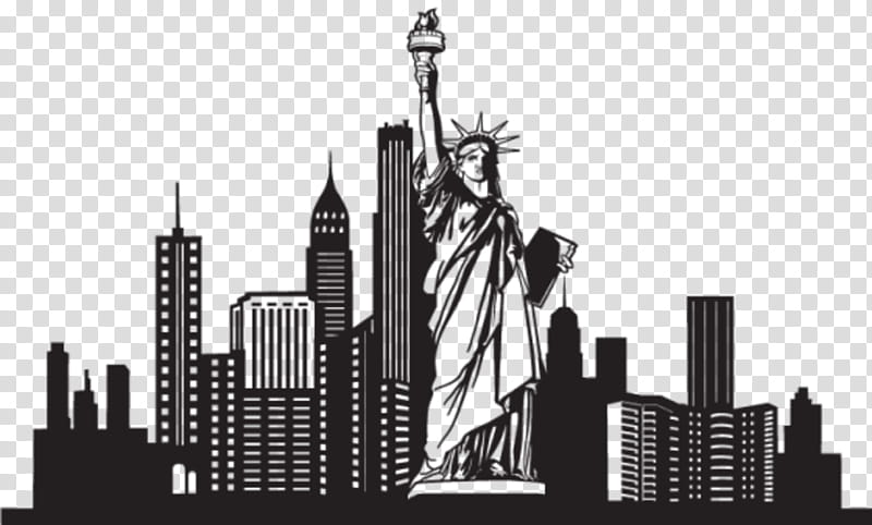 Statue Of Liberty, Statue Of Liberty National Monument, Drawing, Painting, Silhouette, Wall Decal, Manhattan, New York City transparent background PNG clipart