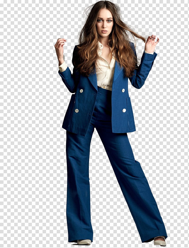 ALYCIA DEBNAM CAREY, woman in blue suit transparent background PNG clipart