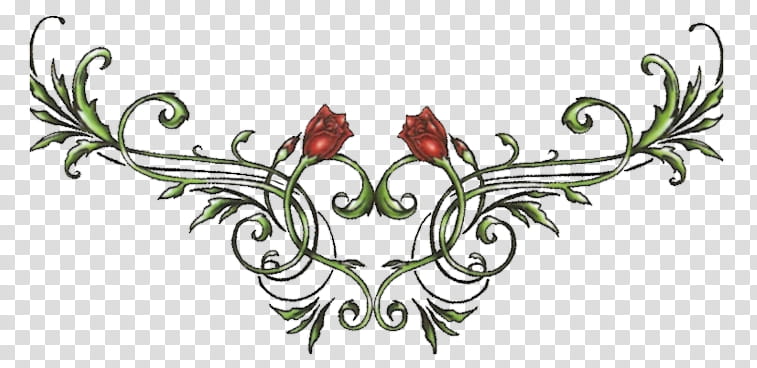 pretty tattoo, red and green flower illustration transparent background PNG clipart