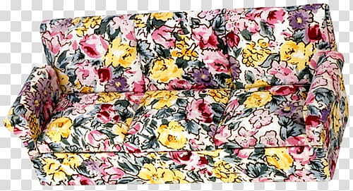 multicolored floral fabric sofa transparent background PNG clipart