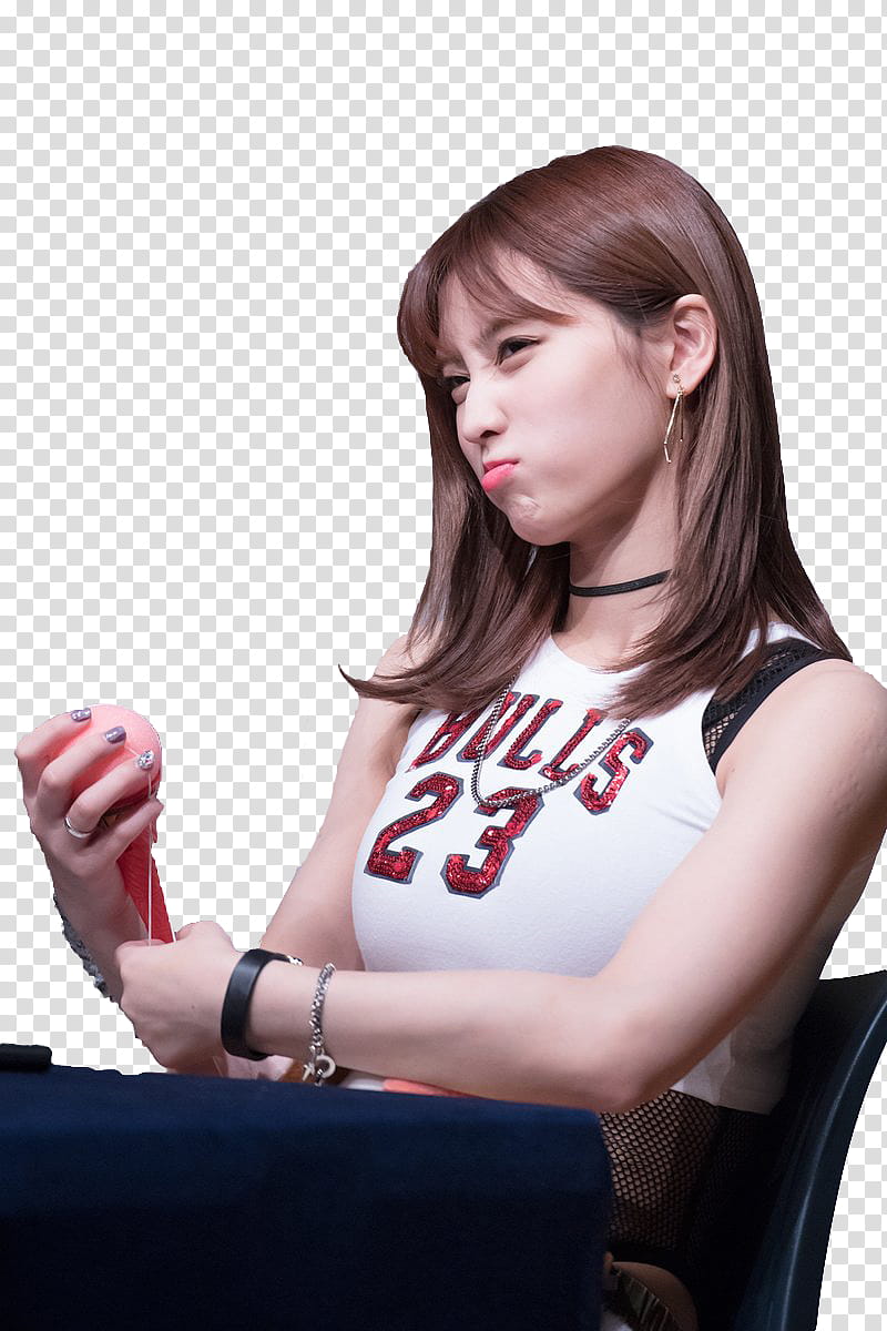 RENDER TWICE MOMO  s, Twice Momo sitting on chair transparent background PNG clipart