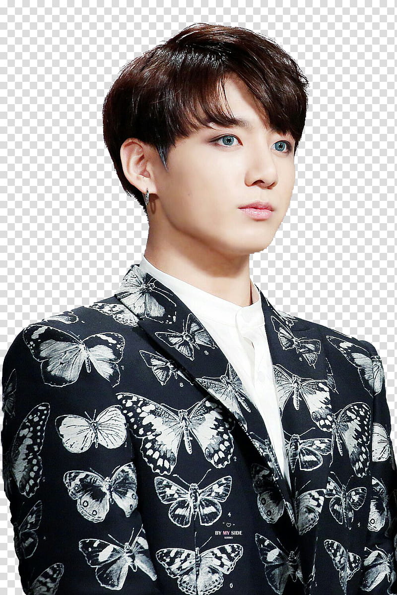 jeon jungkook , standing man wearing black and white blazer transparent background PNG clipart