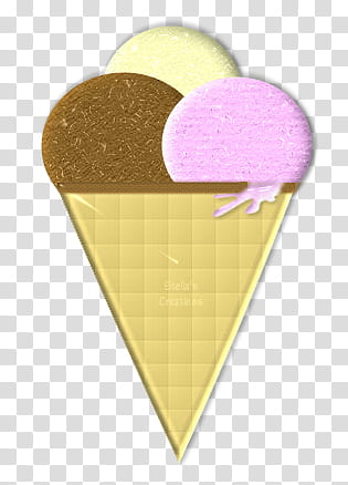 Sweet Addiction, chocolate, vanilla, and strawberry ice cream on sugar cone illustration transparent background PNG clipart