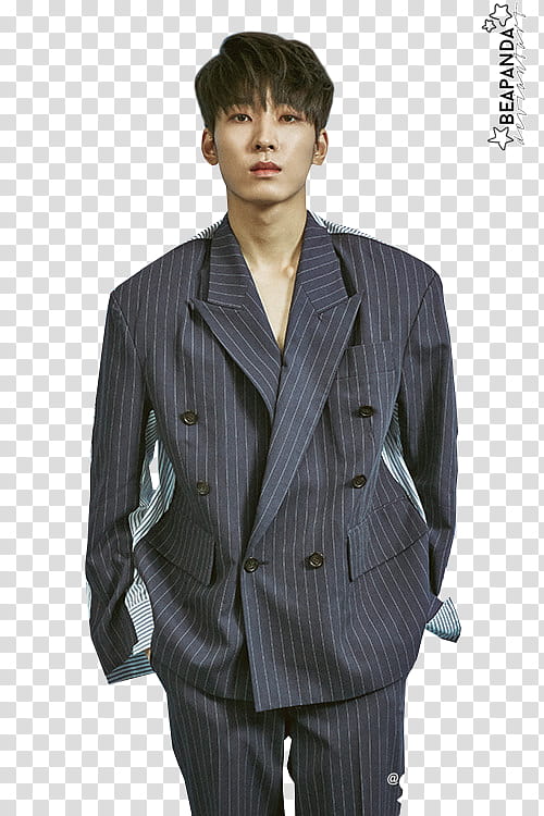 SEVENTEEN, man wearing pinstriped suit transparent background PNG clipart