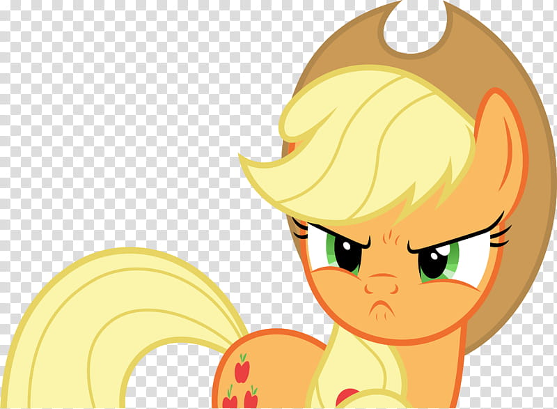 Applejack, orange and yellow angry My Little Pony character wearing cowboy hat illustration transparent background PNG clipart