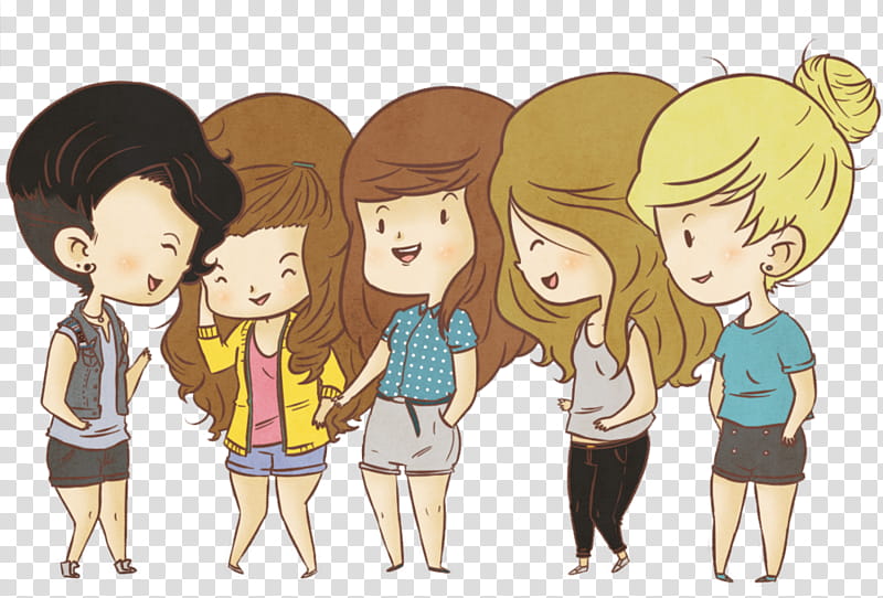 Caricaturas De One Direction , group of women illustration transparent background PNG clipart