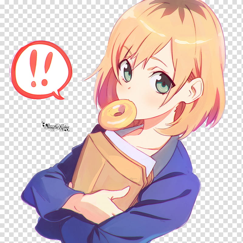 [Render #] Miyamori Aoi, woman biting doughnut anime character transparent background PNG clipart