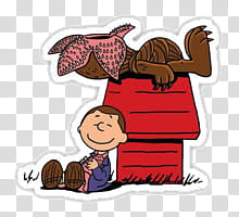 Stranger Things Stickers , Peanuts character sitting on red house drawing transparent background PNG clipart