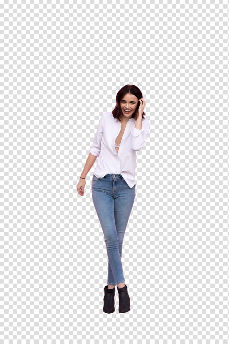 ACACIA BRINLEY, woman wearing blue denim jeans transparent background PNG clipart