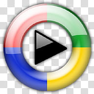 Gloss Dock Icons, Microsoft_Windows_Media_Player, red, green, yellow, and blue play button logo transparent background PNG clipart