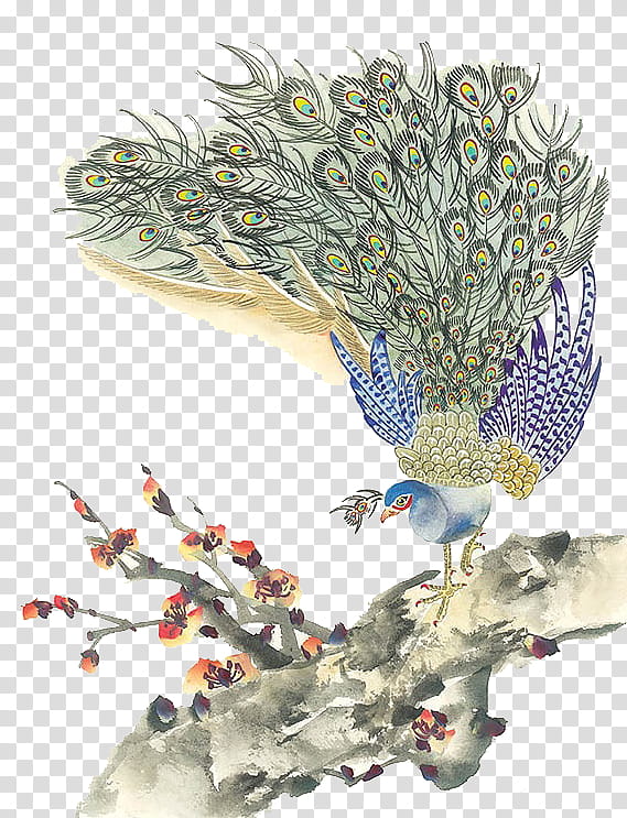 Chinese, Chinese Painting, China, Watercolor Painting, Peafowl, Ink Wash Painting, Birdandflower Painting, Plant transparent background PNG clipart