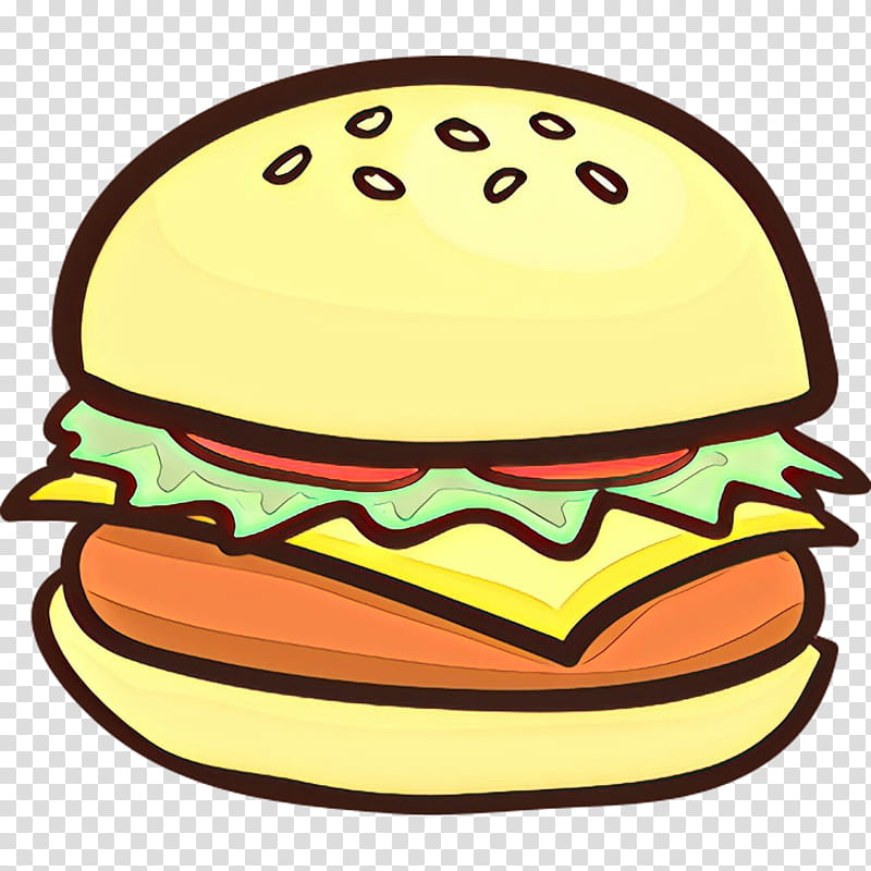 Hamburger, Cartoon, Yellow, Cheeseburger, Junk Food, Fast Food, Smile, American Food transparent background PNG clipart