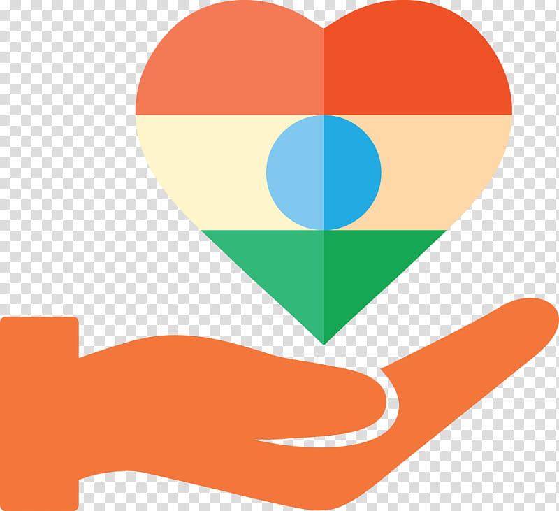 India Republic Day India Independence Day, Orange, Line, Heart, Hand, Gesture, Flag, Love transparent background PNG clipart