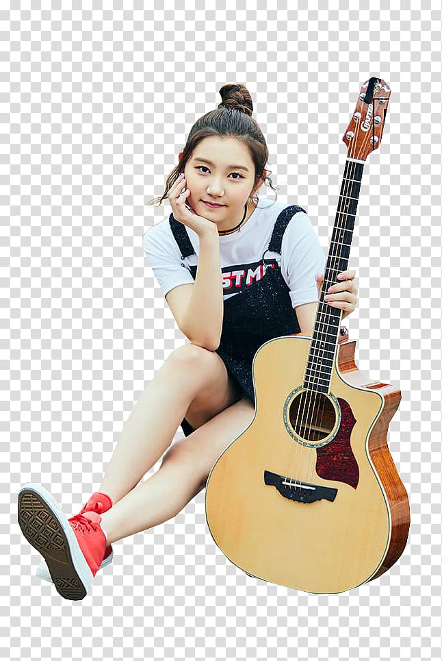 PRISTIN Wee Woo Teaser HQ, woman holding brown acoustic guitar transparent background PNG clipart