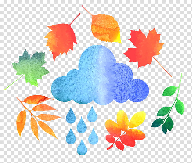 Rain Cloud, Cloud Iridescence, Watercolor Painting, Autumn, Leaf, Petal, Flower, Tree transparent background PNG clipart