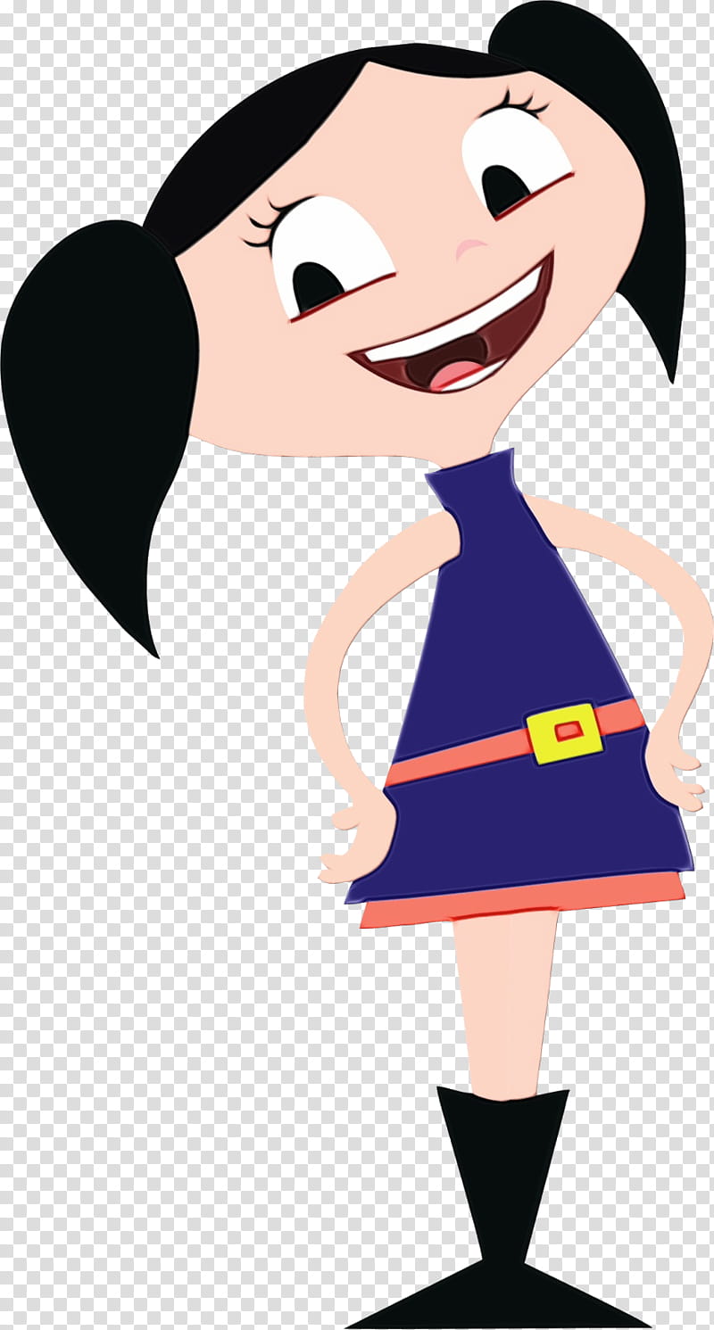 cartoon animated cartoon fictional character black hair, Watercolor, Paint, Wet Ink, Style transparent background PNG clipart