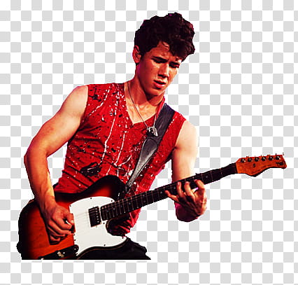 Nick Jonas playing sunburst custom telecaster transparent background PNG clipart