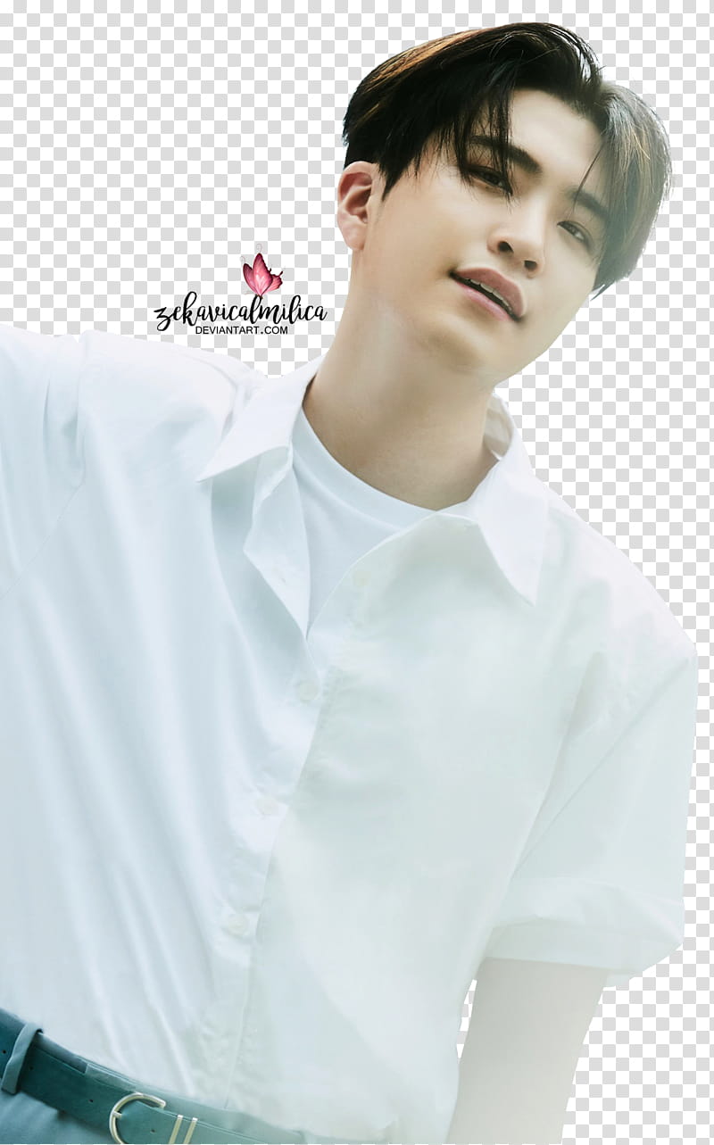 GOT Youngjae Present YOU, man in white dress shirt transparent background PNG clipart