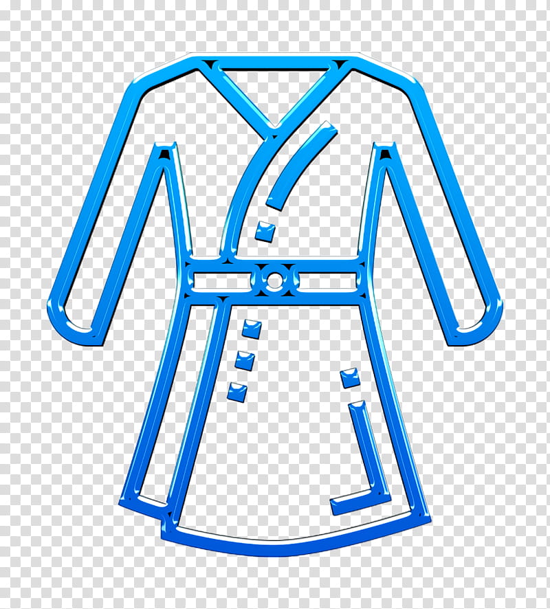 Fashion icon Bathrobe icon Hotel Services icon, Blue, Cobalt Blue, Sports Uniform, Electric Blue, Line, Sleeve, Tshirt transparent background PNG clipart