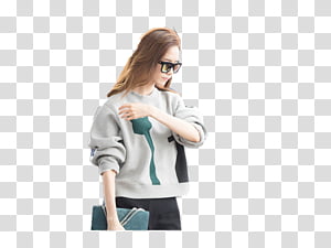 YoonA, woman on gray sweater on focus graphy transparent background PNG clipart thumbnail