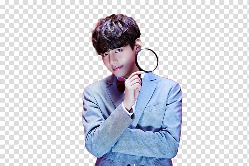 BTS V Kim Taehyung Dope, man holding magnifying glass transparent background PNG clipart