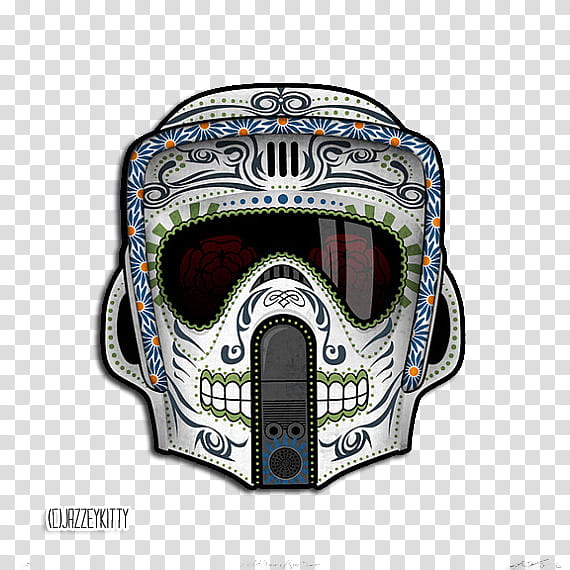 Star Wars Sugar Skull, white and multicolored floral trooper mask transparent background PNG clipart