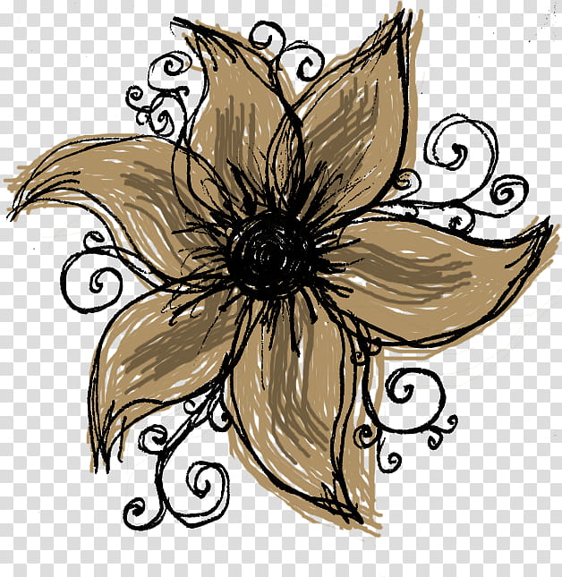 Wonderful Days Scrapkit, brown and black petaled flower painting transparent background PNG clipart