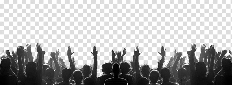 concert crowd hands black and white clipart