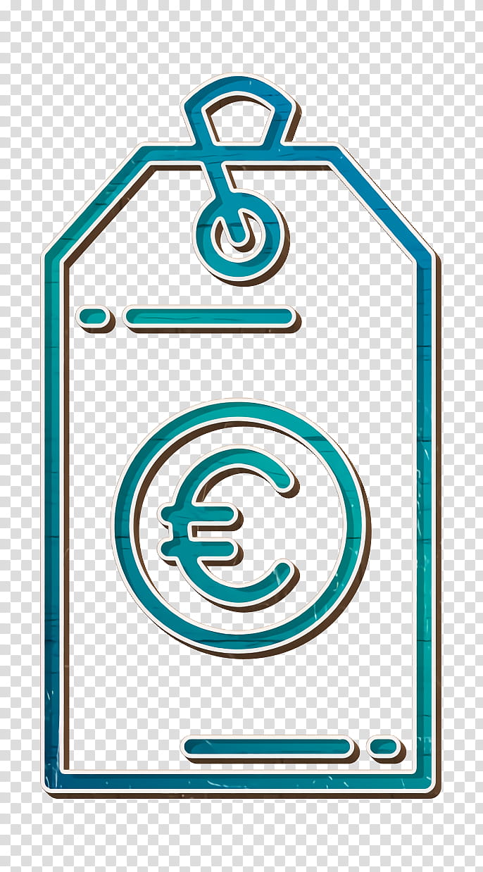 Price tag icon Euro icon Money Funding icon, Turquoise, Aqua, Rectangle, Symbol transparent background PNG clipart