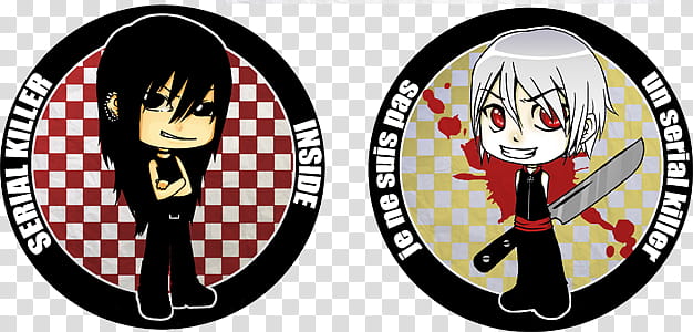 Badge serial killer, two anime characters illustration transparent background PNG clipart