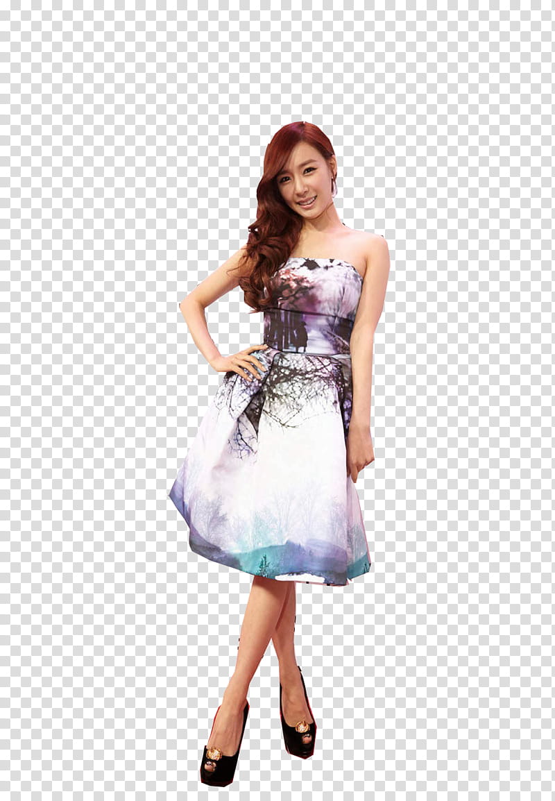 Tiffany Youtube Awards, woman smiling wearing white and purple floral dress transparent background PNG clipart