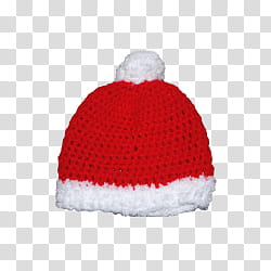 Christmas, red and white crocheted bobble hat transparent background PNG clipart