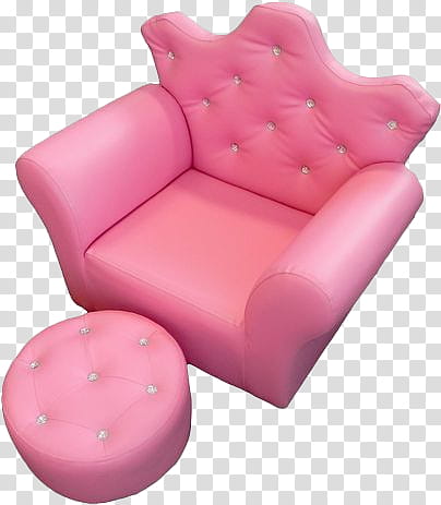 Princess, tufted pink sofa chair with ottoman art transparent background PNG clipart