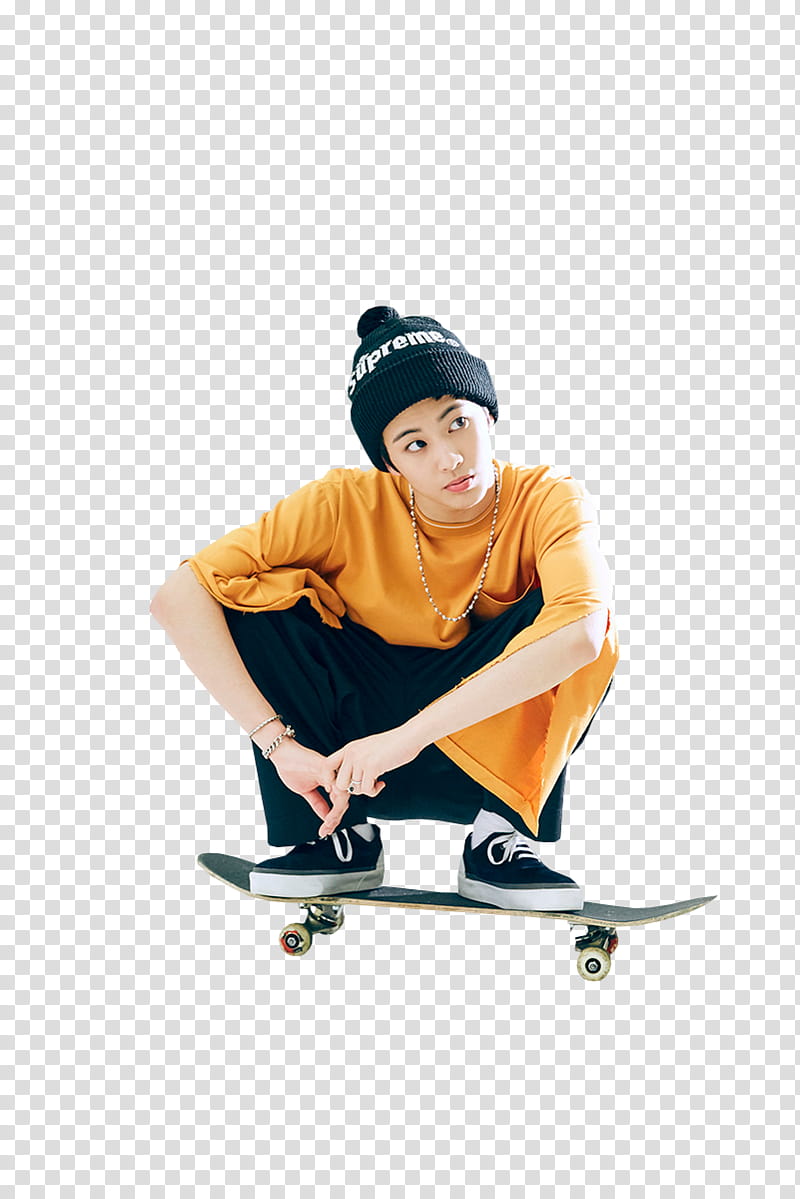 NCT U, person sitting on skateboard transparent background PNG clipart