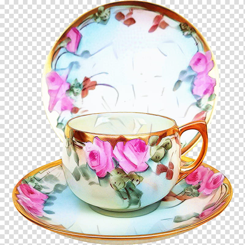 Flower, Coffee Cup, Saucer, Porcelain, Plate, Dinnerware Set, Tableware, Teacup transparent background PNG clipart