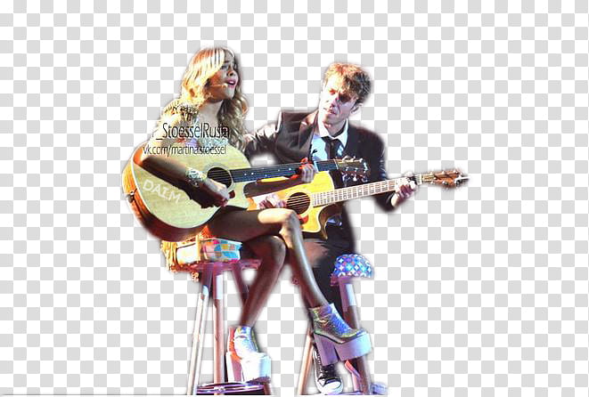 Violetta Live, man and woman sitting on stool chair player guitar transparent background PNG clipart