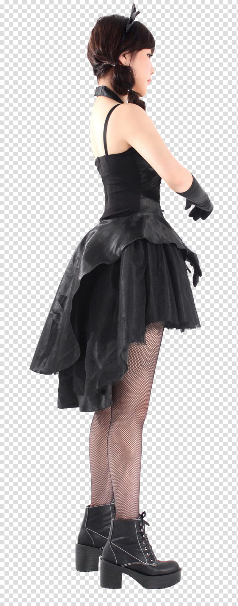 T ara, woman wearing black halter dress transparent background PNG clipart