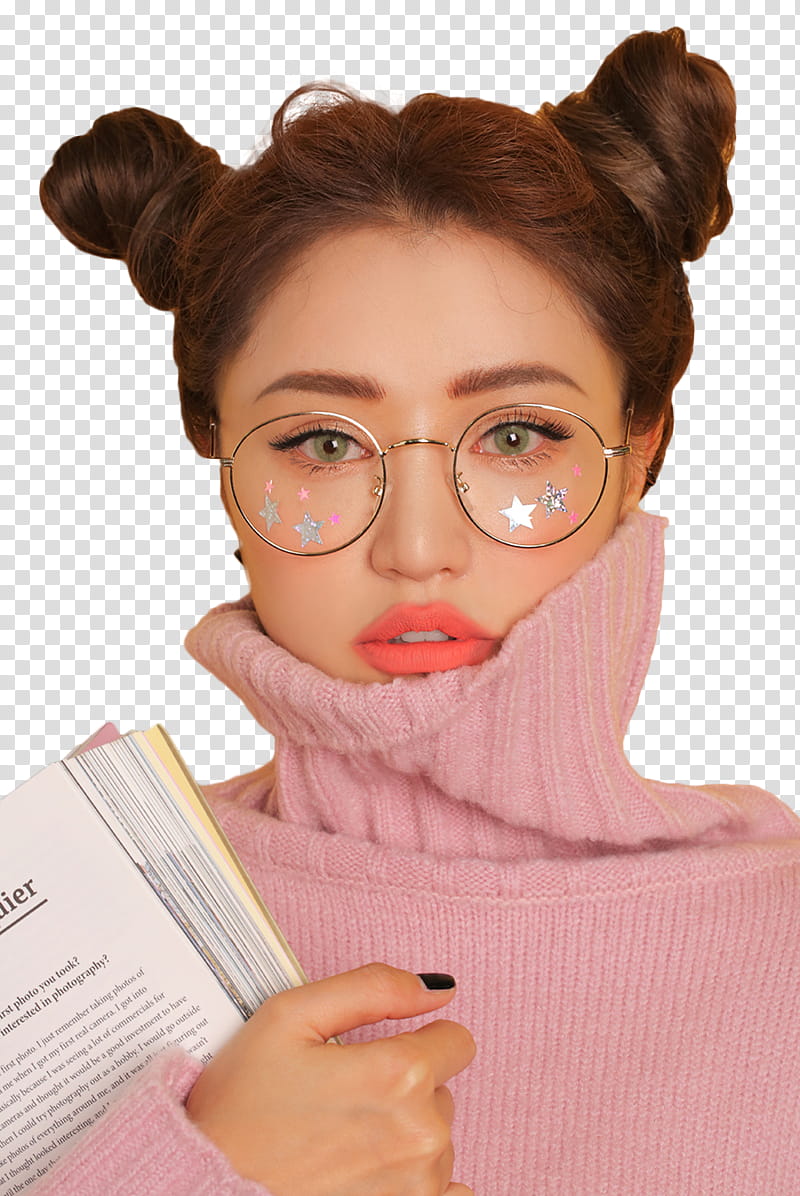 Park Sora Model STYLENANDA, woman wearing eyeglasses and carrying book transparent background PNG clipart