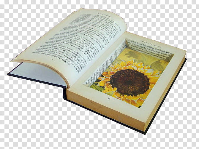 BOOK , opened book with sunflower illustration transparent background PNG clipart