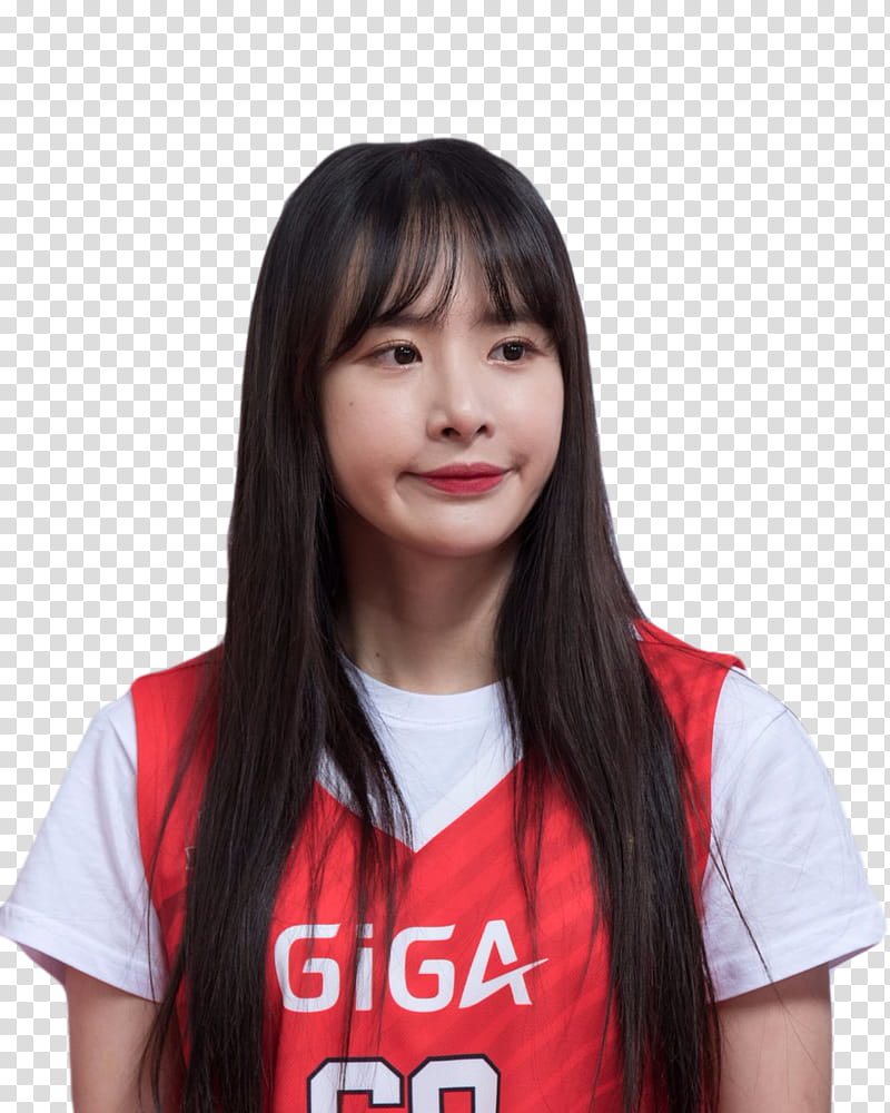 Seola WJSN, long hair women wearing red jersey shirt transparent background PNG clipart