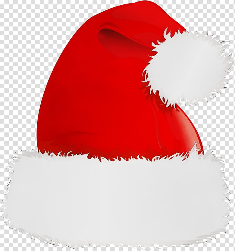 Santa claus, Watercolor, Paint, Wet Ink, Red, Costume Accessory, Costume Hat, Beanie transparent background PNG clipart