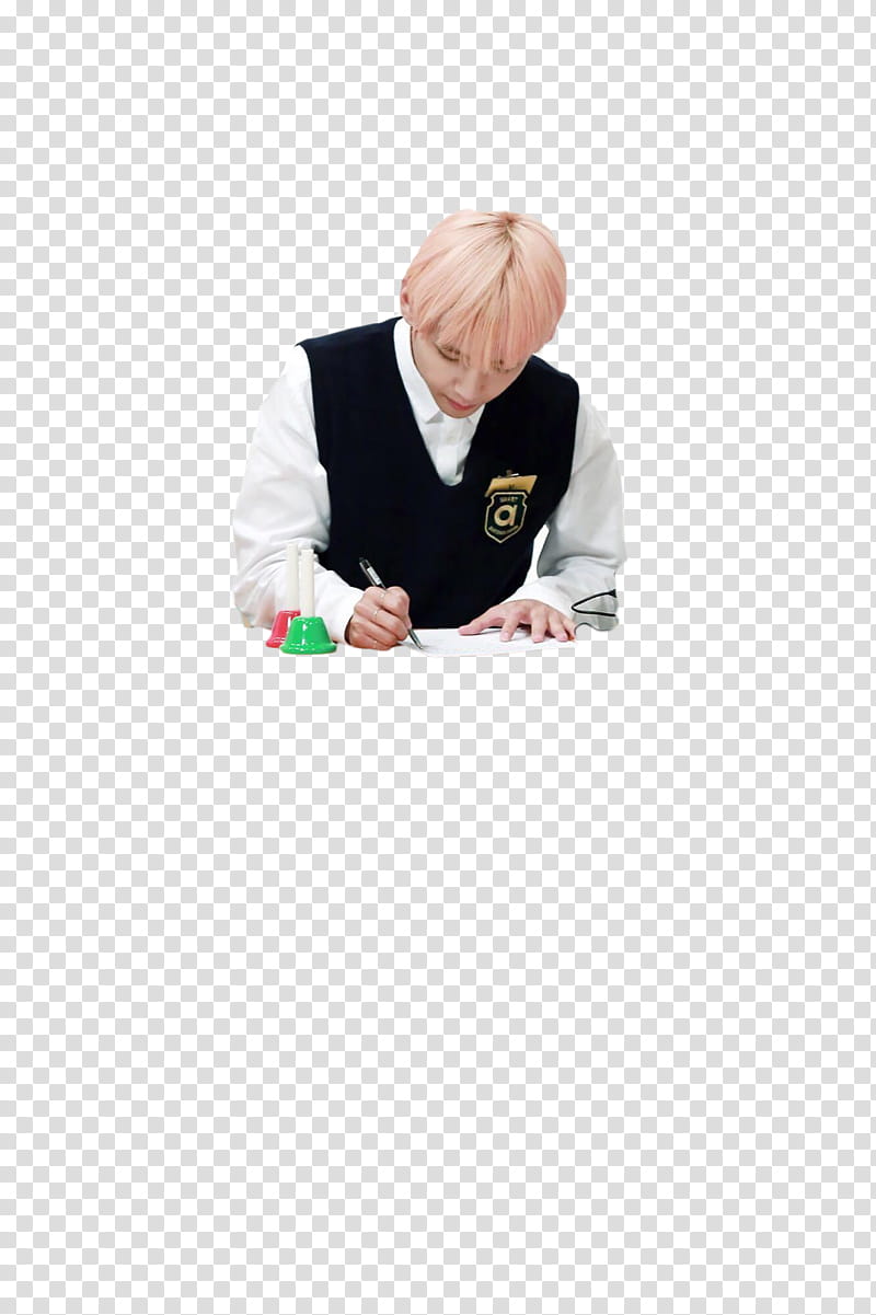 RUN BTS EP , man wearing white collared button-up long-sleeved shirt sitting and wriring transparent background PNG clipart