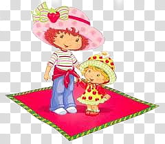 Frutillita, girl in white and blue top on carpet illustration transparent background PNG clipart