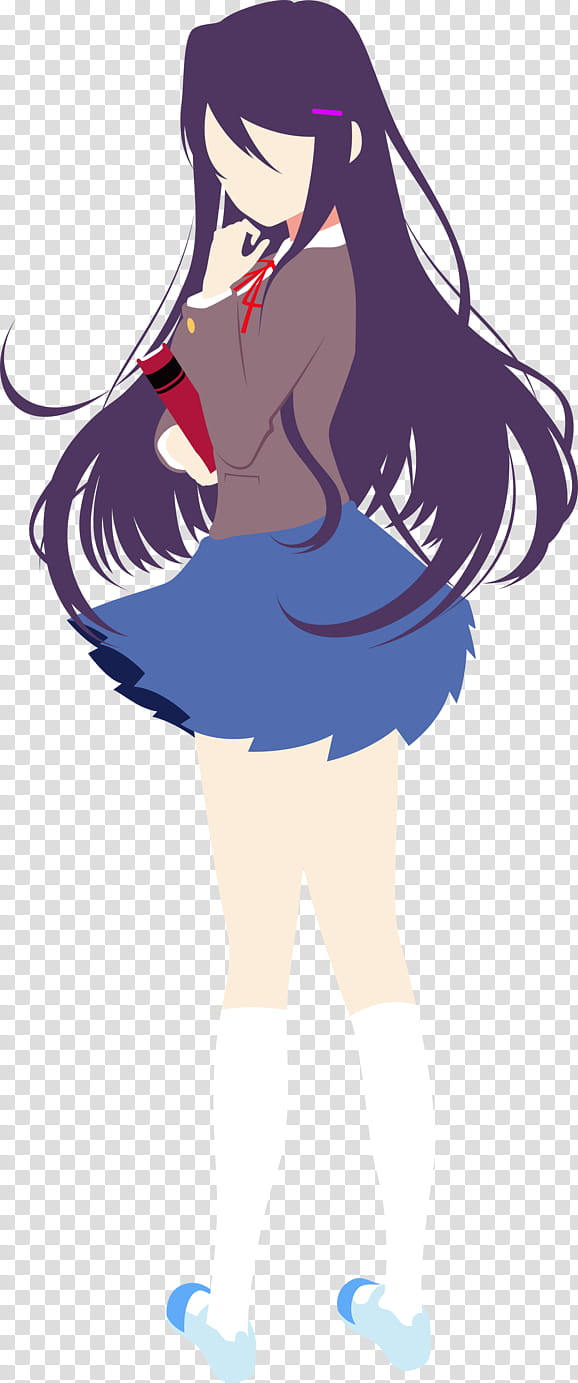 Doki Doki Literature Club, Yuri minimalism, purple haired woman anime character transparent background PNG clipart