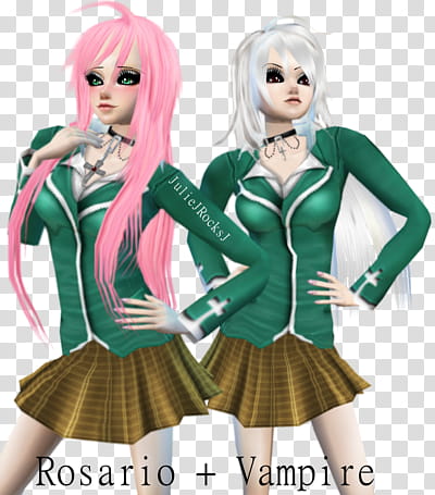 Rosario + Vampire: Moka, two female character paintings transparent background PNG clipart