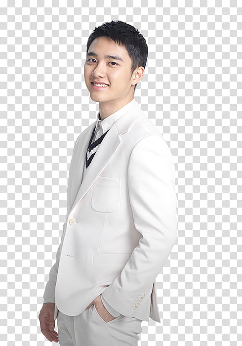 EXO LotteDutyFree P, smiling man in white suit transparent background PNG clipart