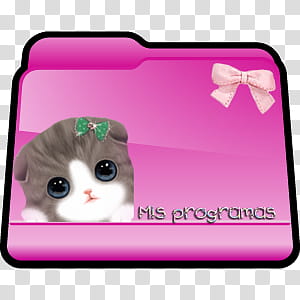 Iconos Y s, mis programas_LAdy Pink, gray kitten folder icon transparent background PNG clipart
