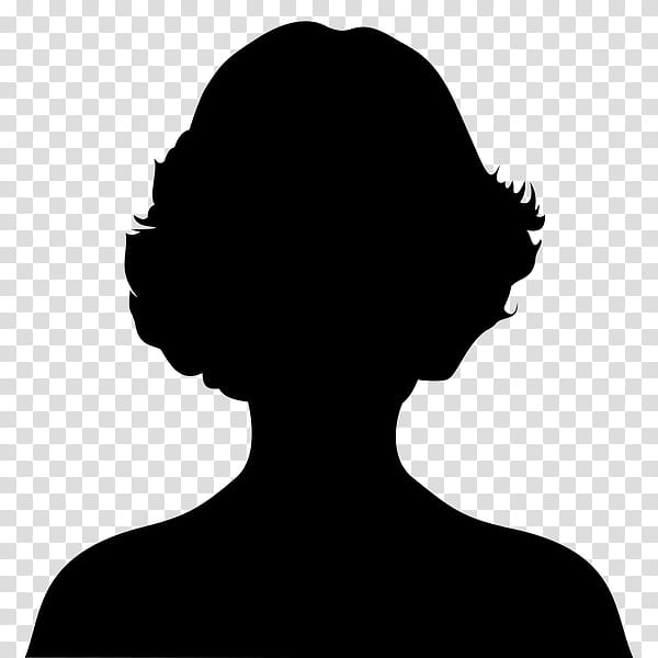 Woman Hair, Silhouette, Portrait, Female, Head Shot, Face, Black, Hairstyle transparent background PNG clipart