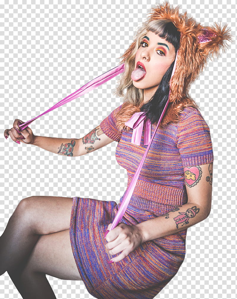 Melanie Martinez, woman sticking her tongue out transparent background PNG clipart
