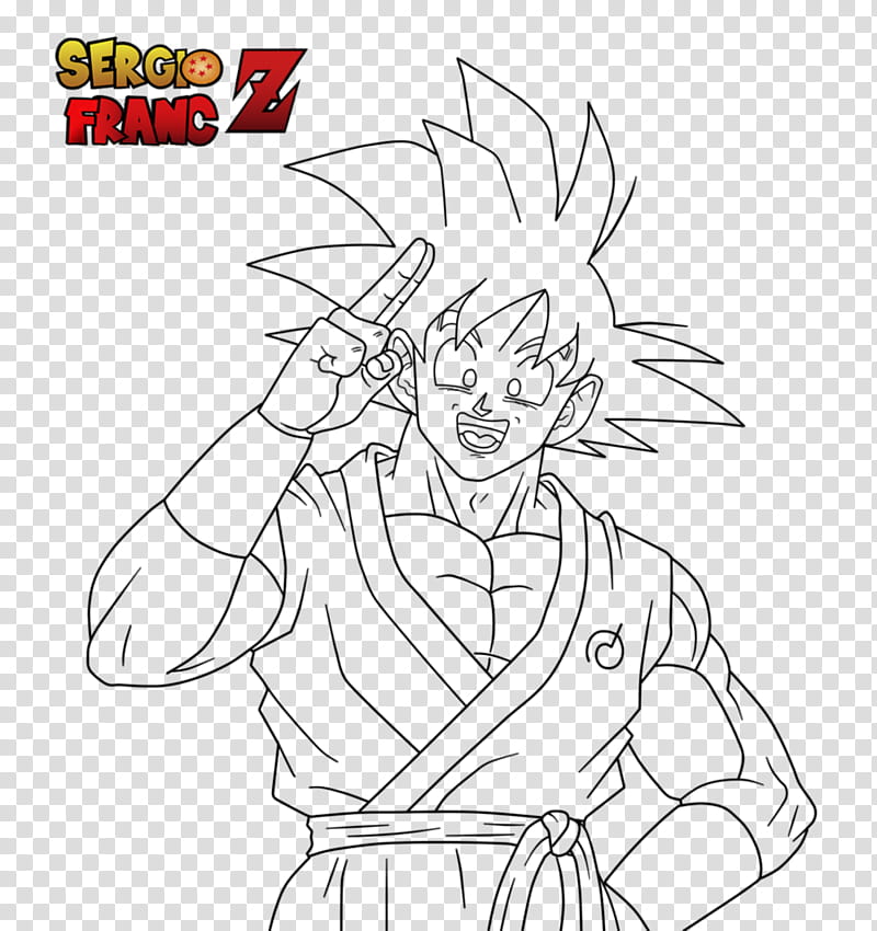 Son Goku (alegre) Fukatsu no F  lineart transparent background PNG clipart